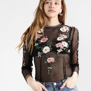 Topshop floral lace blouse